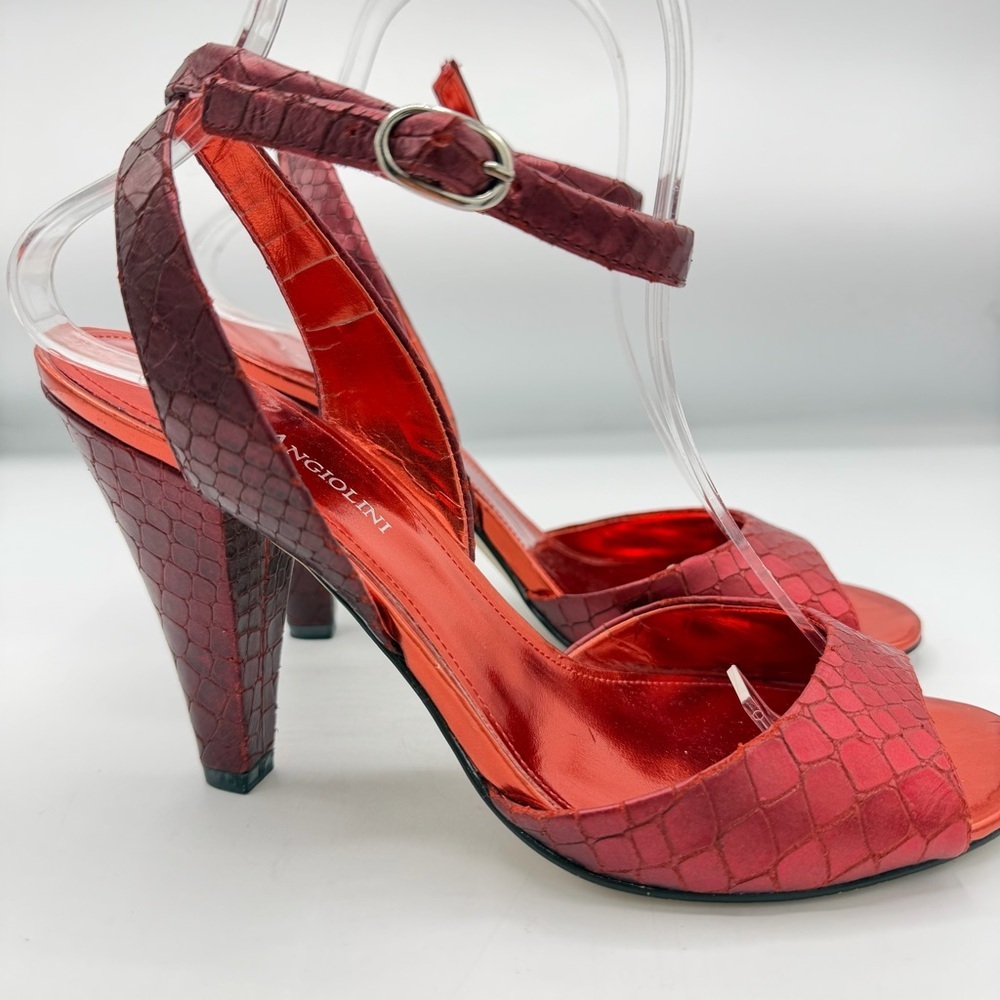 Enzo Angiolini Metallic Red Croc-Embossed Heels - Picture 3 of 7